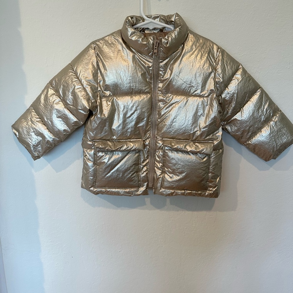 ZARA Gold Puff Coat